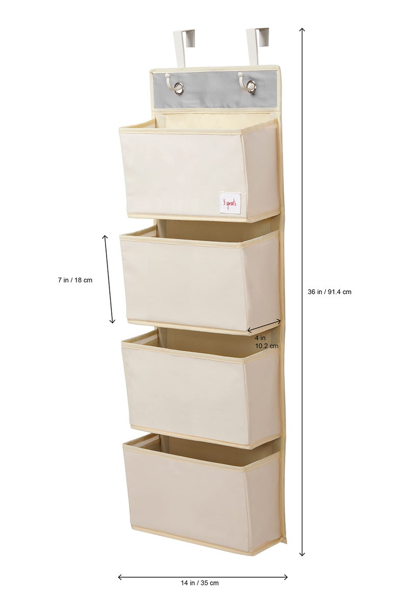 3 Sprouts Over The Door Baby Organizer - Essential Newborn Nursery Storage, Toy Organizer for Room and Closet - Bedroom Storage - Hooks Included, Ostrich - Image 3